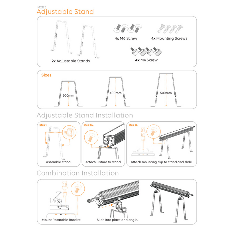 Lucius LED Bar R Adjustable Stand 2PCS