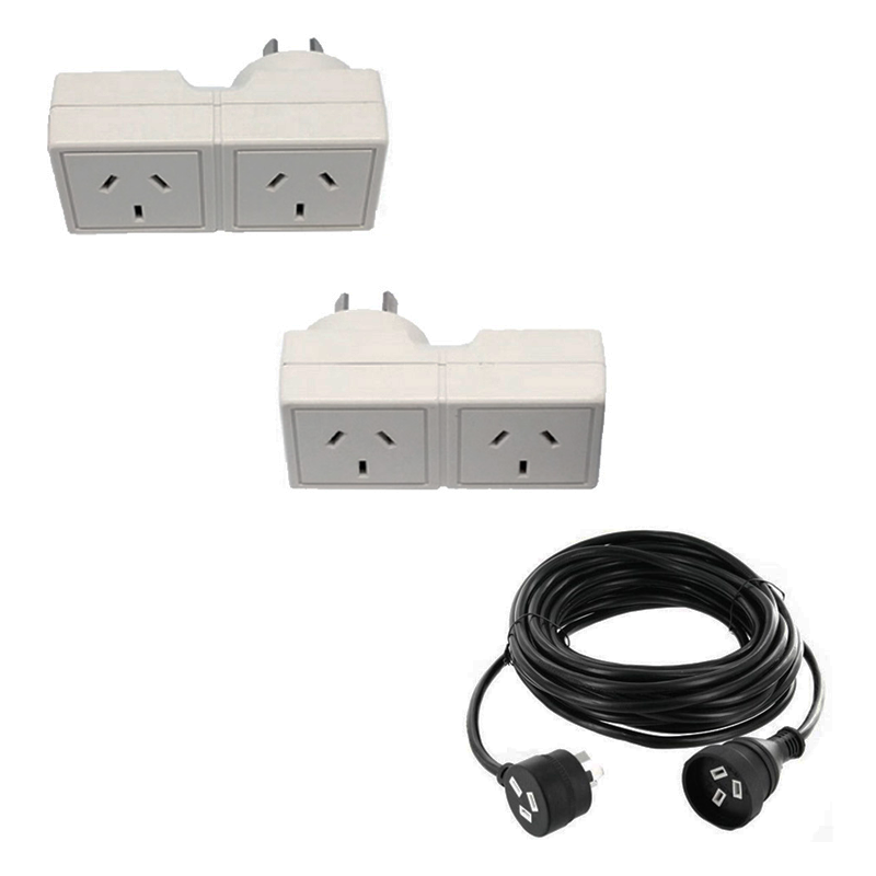 Double Adaptor & Extension Lead 1m Happy Hydroponics AU