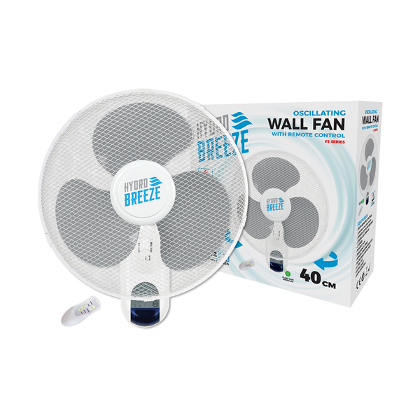 Hydro Breeze Oscillating Wall Fan with Controller 16" (40cm ) in white background